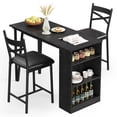 thumbnail image 4 of Dining Table Set for 2, Kitchen Bar Table and Chairs for 2, Expandable Counter Height Dinner Table with 2 Upholstered Chairs, Kitchen Bar Table Set with Storage for Apartment, 4 of 8