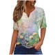 thumbnail image 2 of Fiudx Ofertas Flash Del Día Solo En Línea Blusa de Manga Corta Estampada a La Moda para Mujer, Blusas Informales con Cuello En V, 2 of 5