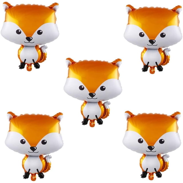 Globos de aluminio Mylar para baby shower, niños, animales del bosque, suministros para fiestas de cumpleaños, decoraciones, 25 pulgadas, 5 unidades