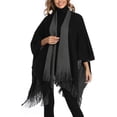 thumbnail image 4 of YooGuoGuo Women's Color Block Shawl Wrap Plus Size Cardigan Poncho Cape Open Front Long Winter Sweater Coat, 4 of 9