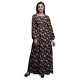 thumbnail image 1 of Bimba Moss Georgette Leaves & Ranunculus Floral Print Womenâ€™s Long Elastic Waist Casual Summer MaxiÂ&nbsp;Dress-X-Large, 1 of 5