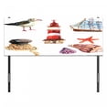 thumbnail image 3 of Nautical Headboard, Nautical Theme Elements Seagull Boat Lighthouse Shell Starfish Island Watercolor, Upholstered Decorative Metal Bed Headboard with Memory Foam, Full Size, Multicolor, by Ambesonne, 3 of 4