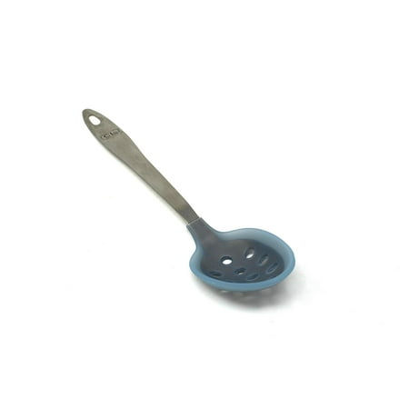 Catering Line - Catering Line Large Perforated Cooking / Serving Spoon | Stainless Steel Core with Silicone for Nonstick Cookware, Dishwasher Safe, Great Gift Idea, Blue Spoon, 13” x 2.8”