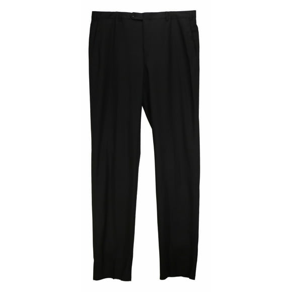 Trussini Men's Black Extra Long Wool Dress Pants - 58