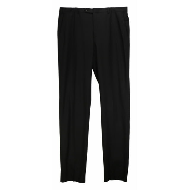 Trussini Men's Black Extra Long Wool Dress Pants - 40