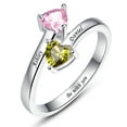 thumbnail image 2 of JQUEEN Women's Personalized 925 Sterling Silver Ring Love Heart Promise Simulated Birthstones Rings with 2 Names & 1 Text Carvings, 2 of 5