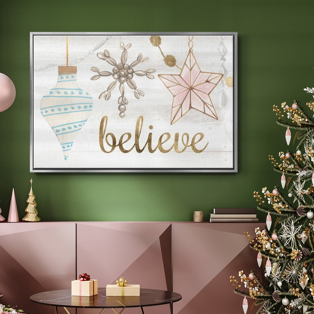 Elegant Ornaments Collection A - Framed Gallery Wrapped Holiday Canvas - 27 x 41 - Silver Frame