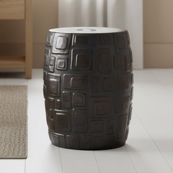 Elk Home Cambeck 14-Inch Accent Stool in Blackened Bronze, Coastal Style