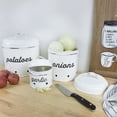 thumbnail image 5 of AuldHome Design Potatoes, Onions and Garlic Canister Set; Rustic White Enamelware Vegetable Storage Containers, 5 of 9