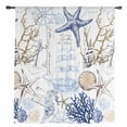 thumbnail image 2 of Blue Brown Coastal Semi Sheer Curtains Drapes for Living Room,Bedroom,French Doors Window 45 Inches Long,Summer Beach Nautical Coral Starfish Rod Pocket Chiffon Curtain Drapery Voile Draperies Panel, 2 of 6