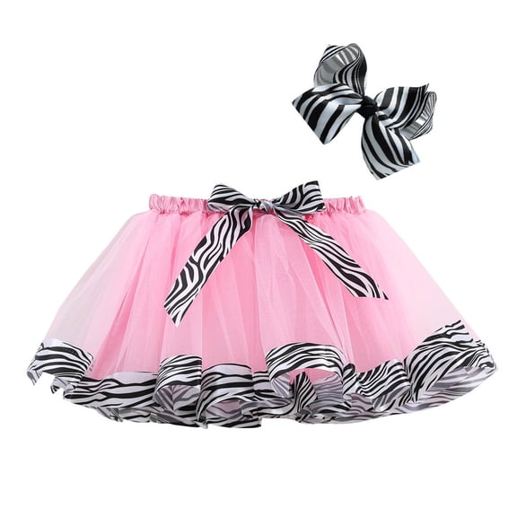XAOFW Girl Skirt Carnival Tutu With Black White Stripe Print Bowknot Party Soft Breathable Party Skirts