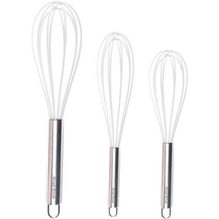 NileHome Whisk Commercial Stainless Steel wisk & Silicone Non-Stick Coated  Small Whisk Set 8 10 12 Kitchen Wisk Wire Whisks for Cooking 3 Pack, Red