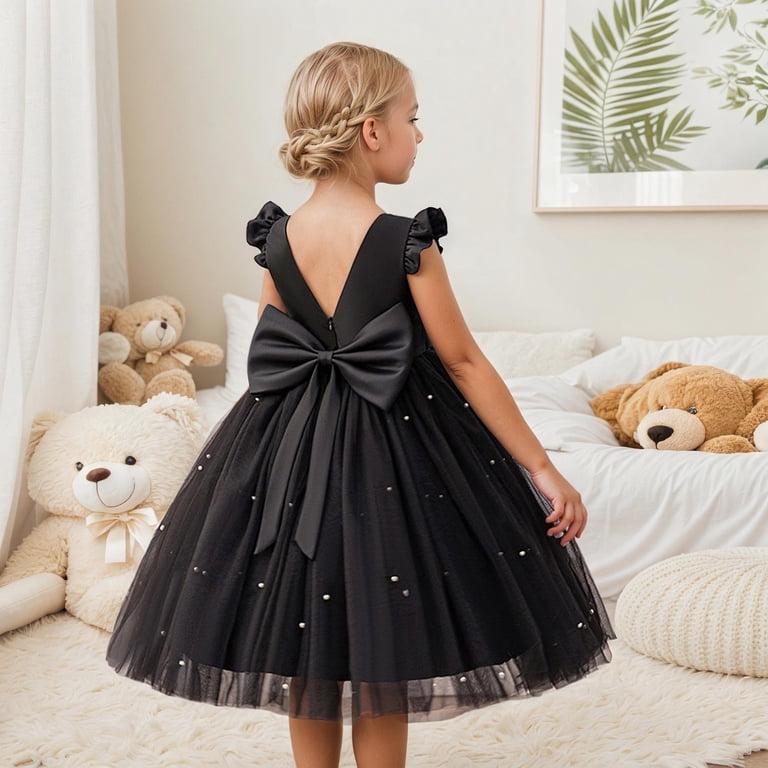 Kids Girls Black Dress Ruffle Sleeveless Formal Dress for Girls Girl  Birthday Dress Princess Dress Up for Girls 4T