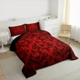 thumbnail image 3 of Manfei Victorian Damask Bedding Comforter Set, Black Red Bohemian Twin Comforter Sets, Halloween Sugar Skull Bedding Set, Lightweight Room Decor, 2pcs Reversible, 3 of 8