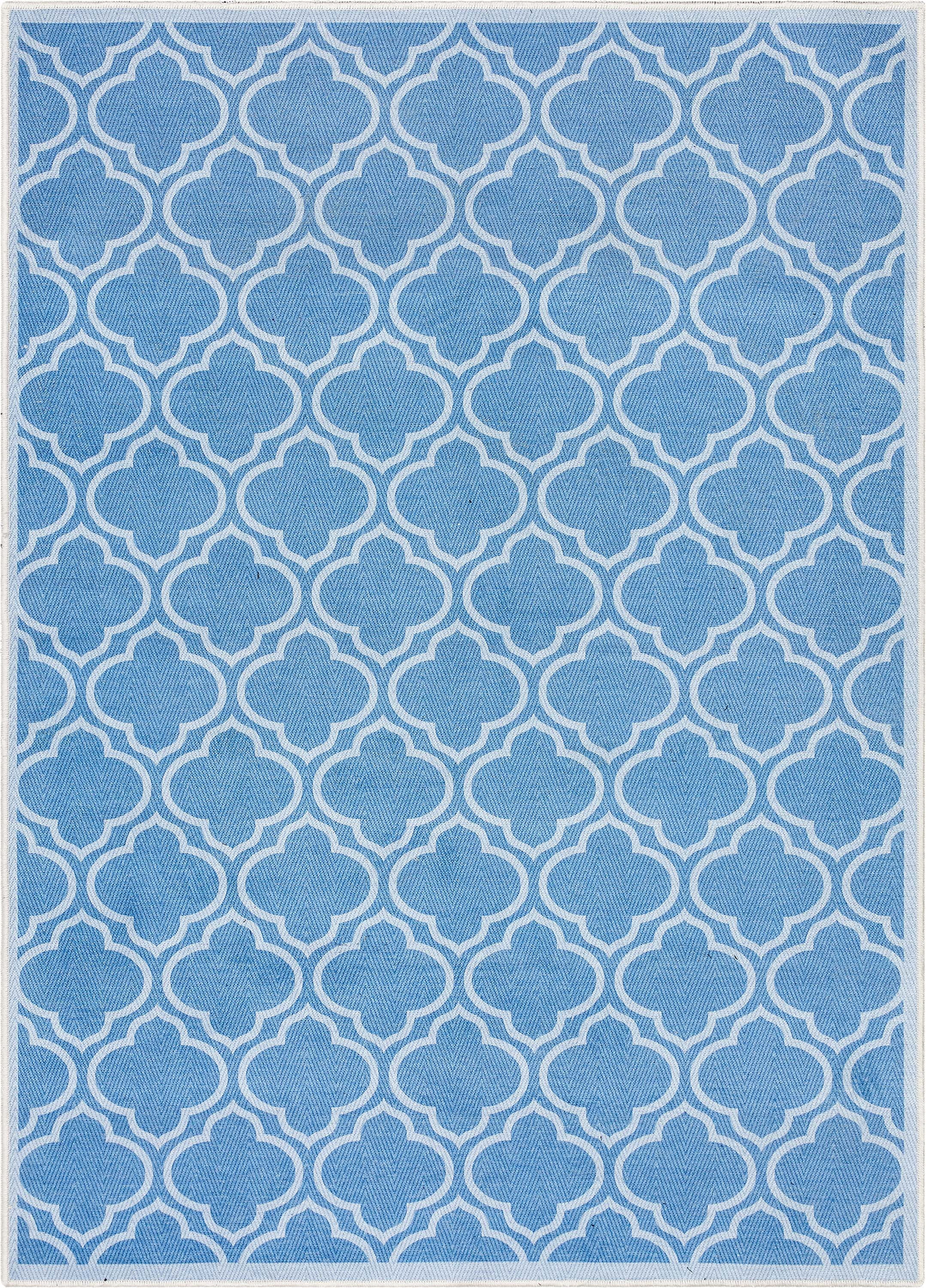 Well Woven Apollo Lattice Modern Moroccan Blue 5'3" x 7'3" Machine Washable Area Rug