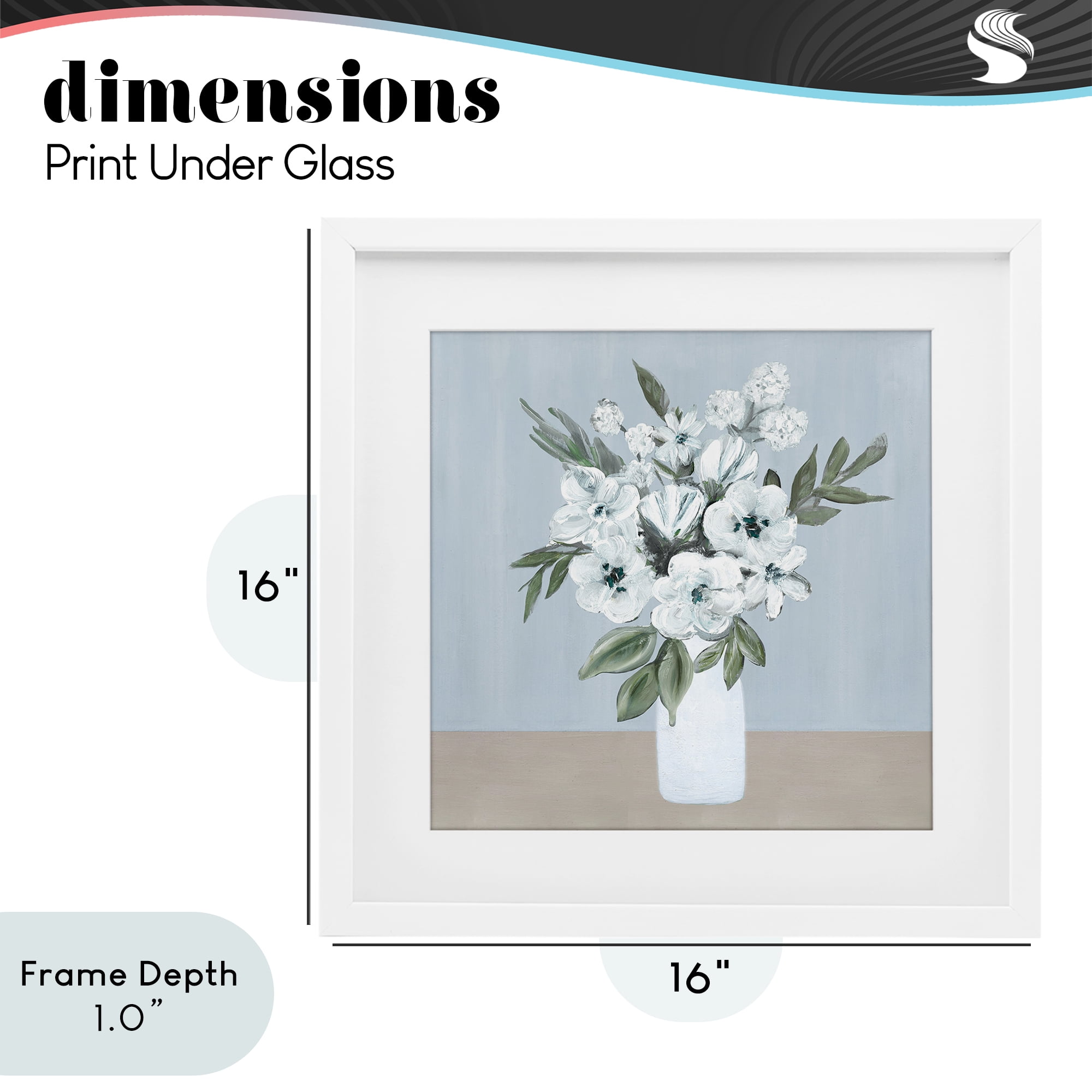 Stupell Industries Cerulean & White Blooms White Framed Print Under Glass, design by Marilyn Dunlap