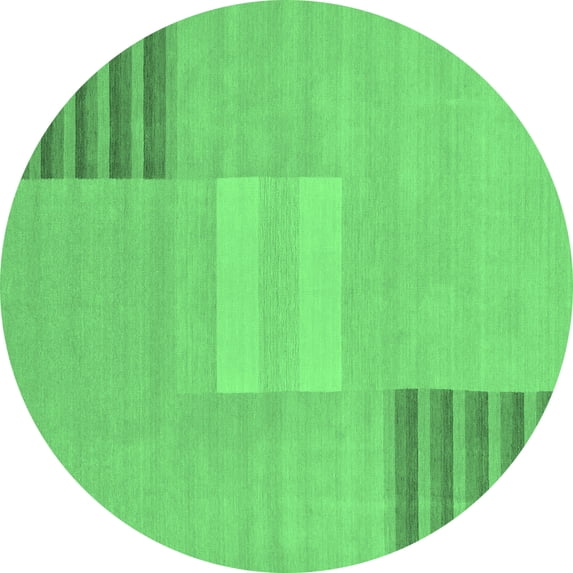 Ahgly Company Indoor Round Abstract Emerald Green Modern Area Rugs, 7' Round