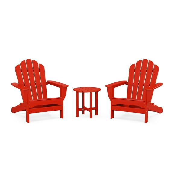 Trex Outdoors 3-Piece Monterey Bay Oversized Outdoor Adirondack Set in Sunset Red