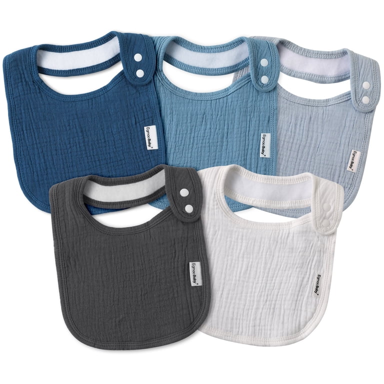 Gllquen Baby Muslin Drool Bibs 5 Pack, Blue photo 5