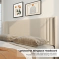 thumbnail image 2 of Queen/ Full Vertical Channels Upholstered Bed with Wingback Headboard Beige - Queen, 2 of 5