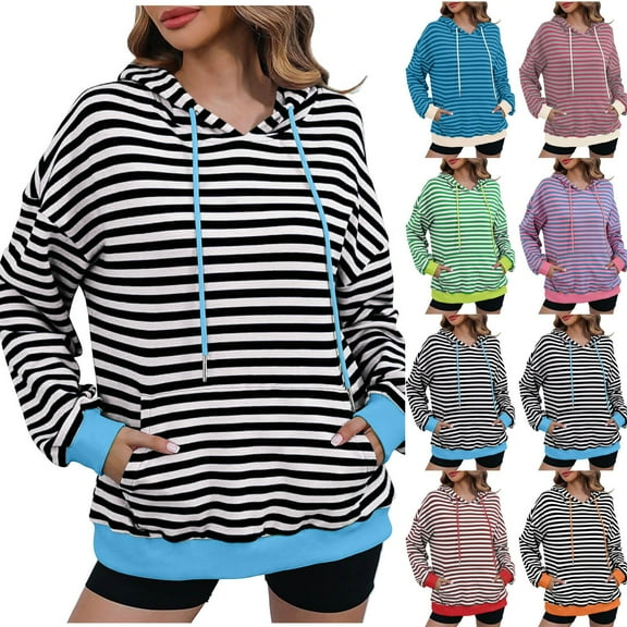 Zpanxa Women's Abstract Print Hooded Sweatshirt Long Sleeve Oversized Pullover Casual French Terry Lounge Top with Kangaroo Pocket