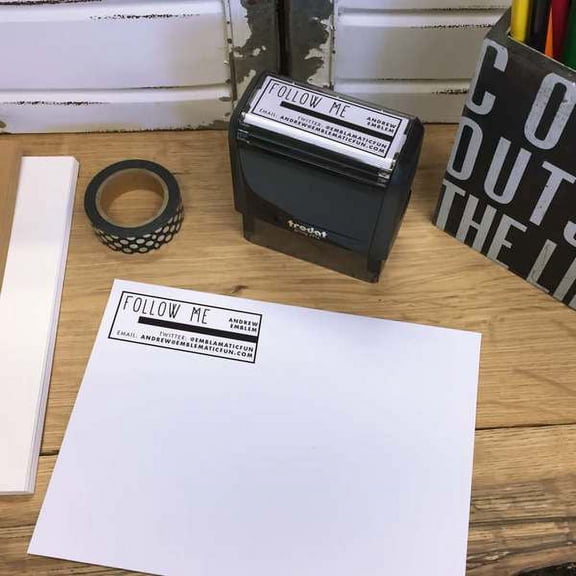 Personalized Rectangular Self-Inking Stamp - Follow Me Emblem