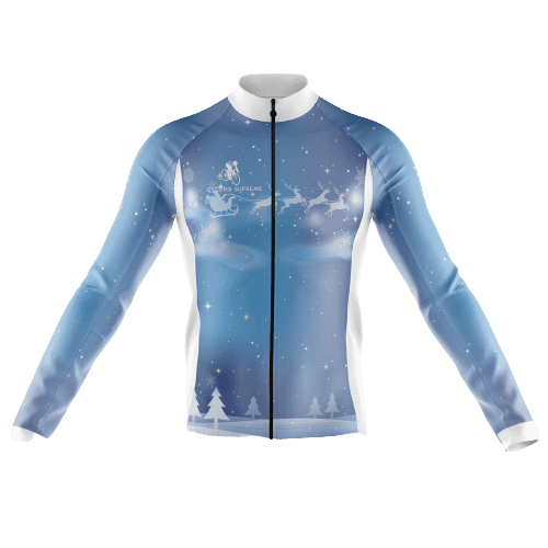 Long Sleeve Cycling Jersey Santa Sleigh Mens - 2XL
