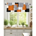 thumbnail image 2 of Orange Grey Color Block Kitchen Valances for Windows Abstract Modern Geometric Valance Curtains&nbsp; for Kitchen /Living Room/Bedroom/ Bathroom Decor, 42"x12 " ,Rod Pocket 1 Panel, Black White, 2 of 7