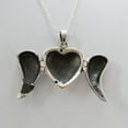 thumbnail image 3 of Sterling Silver Crossed Angel Wings Heart Locket Necklace, 18" Chain, 3 of 5