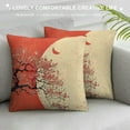 thumbnail image 3 of Nawypu  Spring Throw Pillow Cushion Cover, Cherry Blossom Sakura Tree Branches on Moon Japanese Style Illustration, Decorative Square Accent Pillow Case,Yellow Coral, 3 of 5