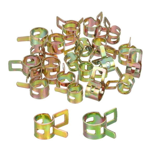 Uxcell ID 8mm 10mm 5/16 Inch 3/8 Inch Fuel Line Hose Clips, Pipe Clamps,Spring Hose Clamp,Low Pressure Air Clamp,Pack of 20(Rose Gold)