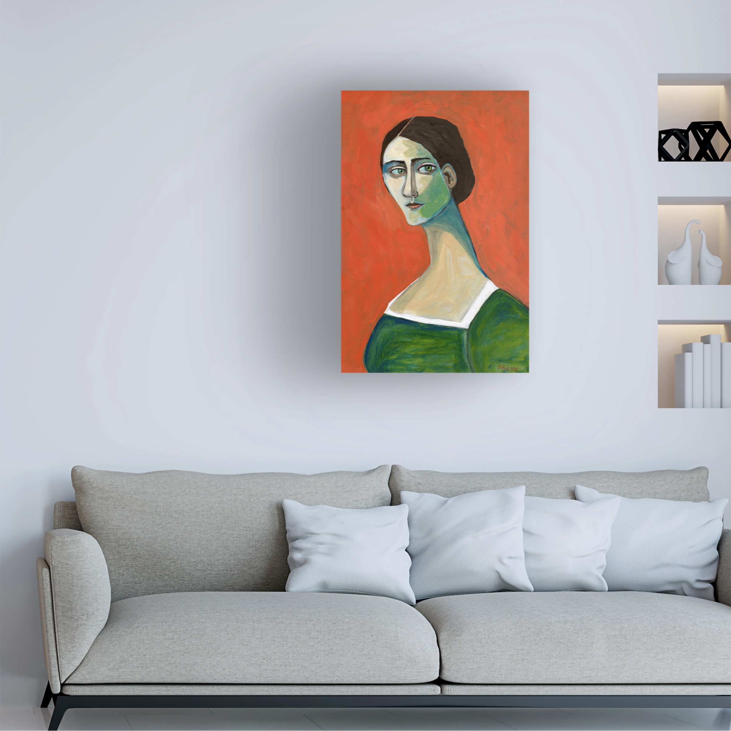 Sharyn Bursic 'Vintage woman in green' Canvas Art