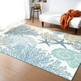 thumbnail image 2 of Coastal Ocean Blue Coral Area Rugs, Blue Scallop Starfish Creature Indoor Non-Slip Kids Rugs, Machine Washable Breathable Durable Carpet For Front Entrance, 2 of 7