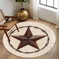 thumbnail image 3 of Texas Star Farmhouse Large Area Rugs for Bedroom Living Room, Soft Non Slip Carpet Bedside Rug, Western Country Stars Retro Round Floor Cover Kitchen Accent Rug 8' for Dining Room/Office, 3 of 9