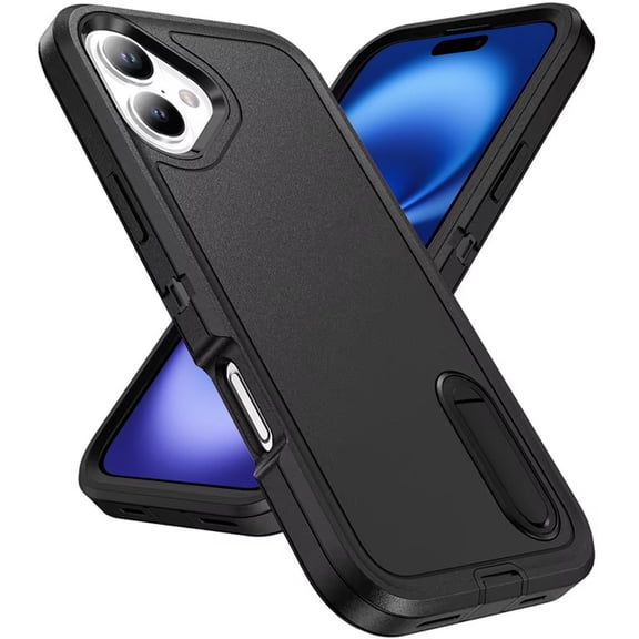 XPM for Apple iPhone 17 Phone Case, Hybrid 3 Layers Hard 3in1 Shockproof with Kickstand Heavy Duty Hard TPU Rubber Anti-Drop Cover for Apple iPhone 17 (6.3") (Black)