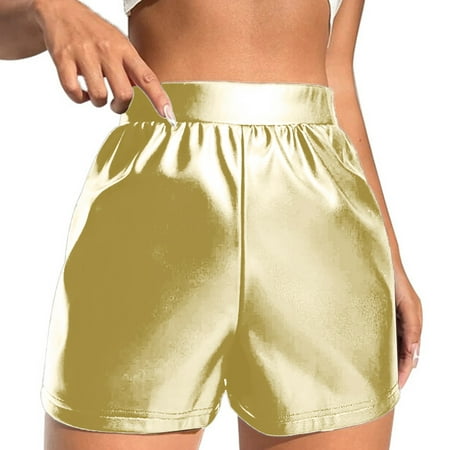 snowsong Womens Underwear Panties for Women Ladies Leather Shorts Multi Colored High Waisted Stretch Casual Shorts Tummy Control Underwear Leakproof Underwear Lingerie for Women Yellow M