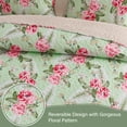 thumbnail image 5 of Exclusivo Mezcla Floral Quilt Set Queen Size, 3-Piece Reversible Quilt Bedding Set with Botanical Pink Flower Pattern, Lightweight and Soft Bedspread Coverlets, 5 of 7