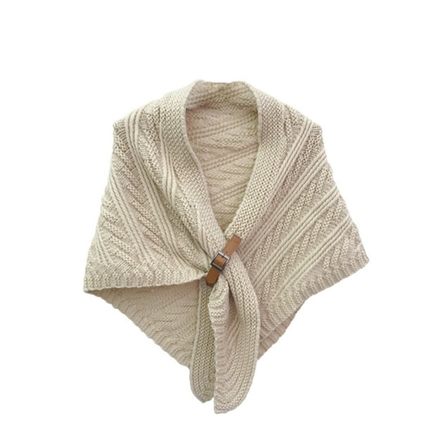 Minnieouse Mantón de viaje de invierno para mujer, chal para banquete, niñas, Color sólido, pañuelo informal para el cuello, capa de diseño Simple para Abrigos y chamarras Beige Minnieouse AP013111-02
