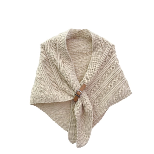 Jumpingount Mantón de viaje de invierno para mujer, chal para banquete, niñas, Color sólido, pañuelo informal para el cuello, capa de diseño Simple para Abrigos y chamarras Beige Jumpingount AP013111-02