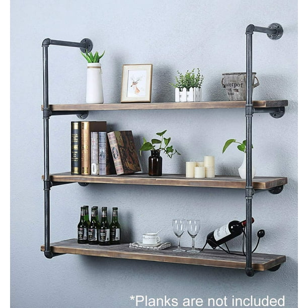 Industrial Retro Wall Mount Iron Pipe Shelf Diy Open Bookshelf Hung Bracket Diy Storage Shelving Home Improvement Kitchen Shelves 2 Pack Not Included Wooden Shelves Walmart Com Walmart Com