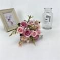 thumbnail image 2 of Artificial Rose Flower Bouquet, Oimcto Small Bunch of Faux Flowers for Wedding Decoration, Home Decor and Flower Props, No Watering, Long-Lasting, Pink, 2 of 5