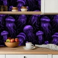 thumbnail image 5 of Peel and Stick Wallpaper Contact Paper Modern Black Purple Jellyfish Ocean Vintage Glow Jellyfish Self Adhesive and Removable 23.6in x 118in, 5 of 8