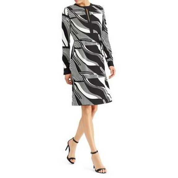 Women's Print Crepe Drawstring Dress (14, Multi)