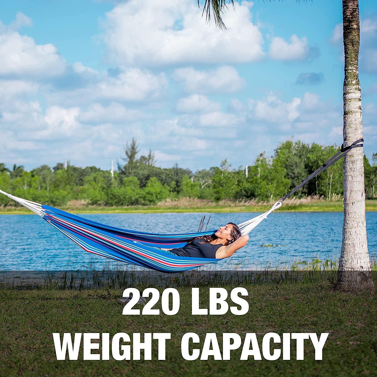 Bliss Hammocks Cotton-Polyester Multi Color Hammock in a Bag, 1 Person Weighing up 220 lbs