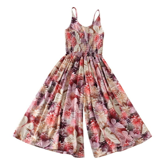 SUYOLL Teen Girls Jumpsuit Spaghetti Straps Summer Sleeveless Casual Bodysuit Loose Pants Wide Leg Fashion Holiday Jumpsuit 4-15Years Fun & Vibrant Designs