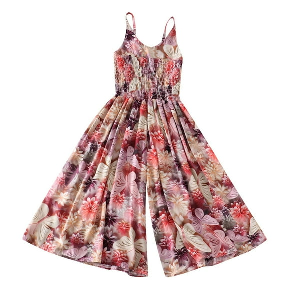 MIASHUI Barboteuse pour Filles Combinaison pour Enfants Tenue Décontractée Confortable Tenue d'Été pour 4-15 Ans Vêtements Imprimés Élégants Idéal pour Activités Quotidiennes et Extérieures