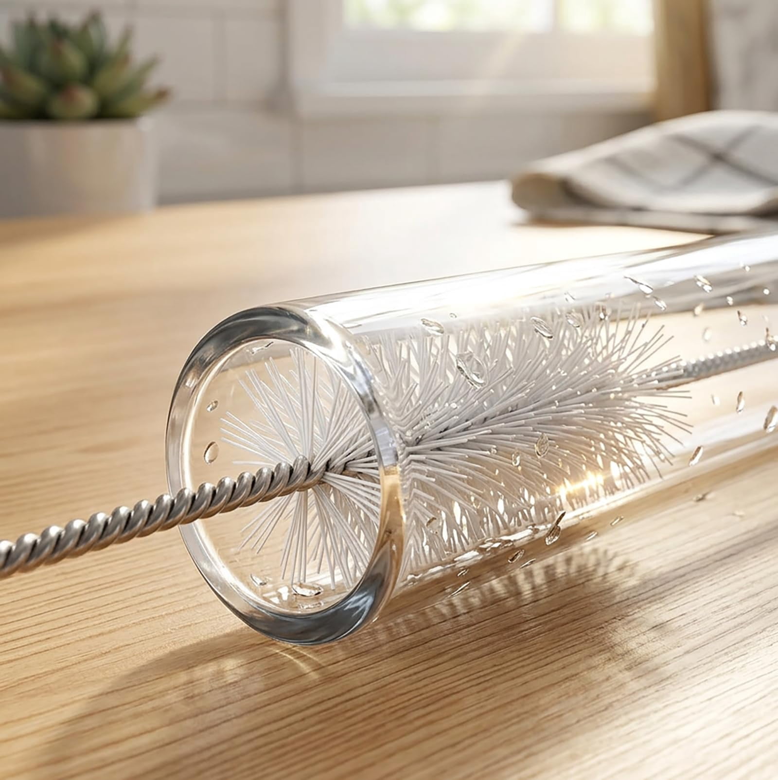 Long Straw Brush Cleaner 10 Pack, Flexible Nylon Tube Cleaning Brushes with 0.4" Bristles, Rust-Proof Stainless Steel Wire Washer for Reusable Tumblers, Sports Bottles & Pipes 10 Inch