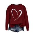 thumbnail image 3 of Jinhomg Womens Heart Print Sweatshirts Fall Lightweight Cozy Long Sleeve Crewneck Sweatshirt Valentines Day Casual Pullover Tops Wine XXL, 3 of 7
