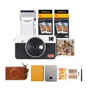KODAK Mini Shot 2 Retro 4PASS 2-in-1 Instant Camera and Photo Printer (2.1x3.4 inches) + 68 Sheets Gift Bundle, White