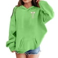 thumbnail image 5 of Byoo Girl's Bow Print Long Sleeve Hoodie Pullover Fit with Pocket Hooded Sweatshirt Soft Warm Casual Kids Outerwear for Daily Wear, 5 of 6